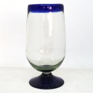 Cobalt Blue Rim 17 oz Tall Water Goblets (set of 6)